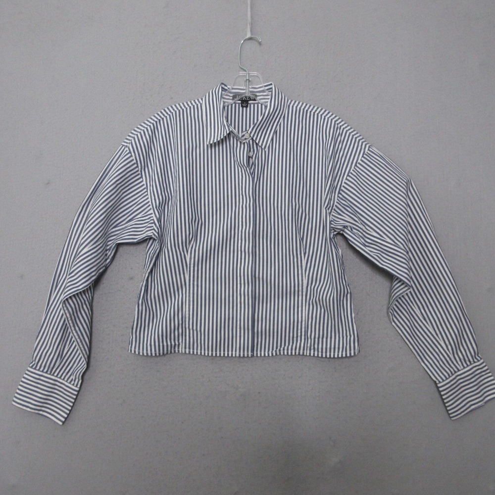 J Crew Top Women 8 Stripe Fitted Button Up Striped Stretch‎ Cotton Poplin 2024